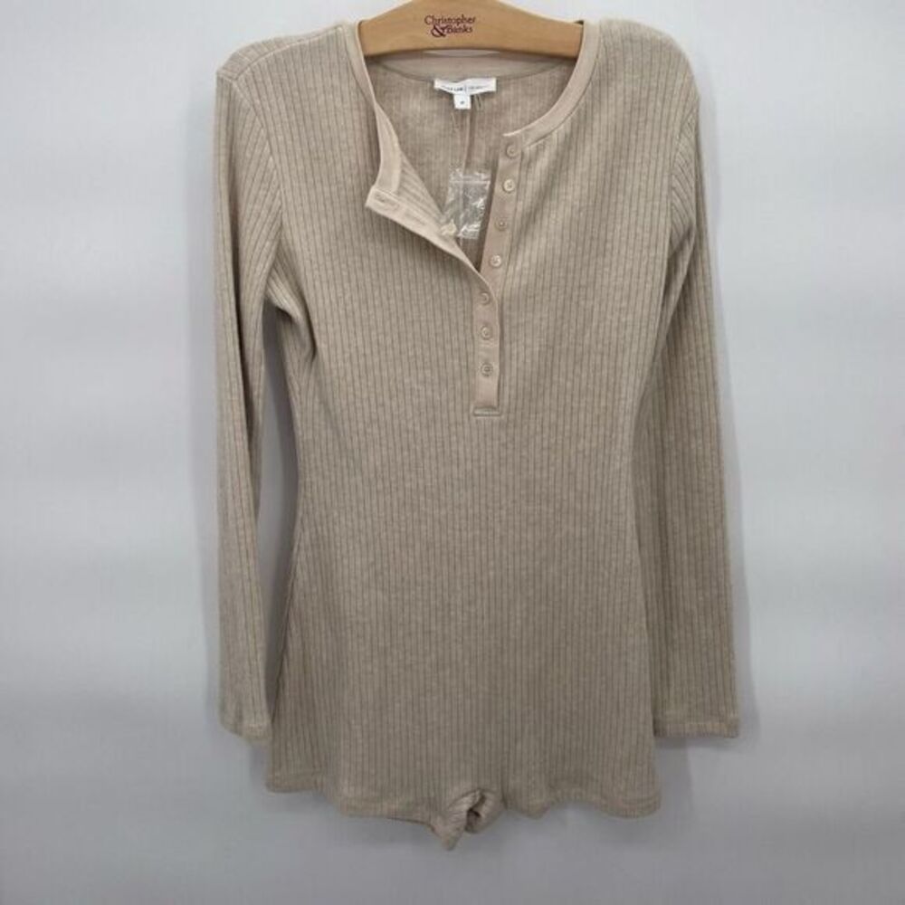 Gray Lab LA Women's Ribbed Knit Romper Cream Size‎ Medium #24C